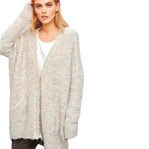 Free People Boucle Cozy Slouch Oversize‎ Cardigan Sweater Oatmeal Snap Front S
